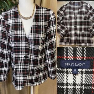 First Lady plaid light weight blazer sz 14